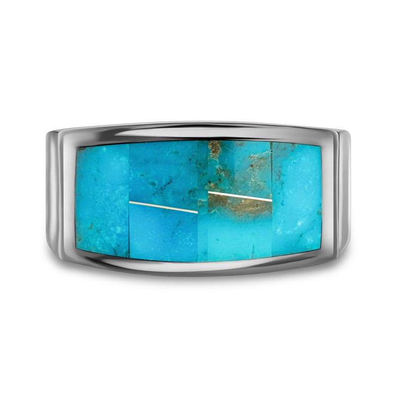 Sterling Silver Men's Kingman Arizona Turquoise Ring